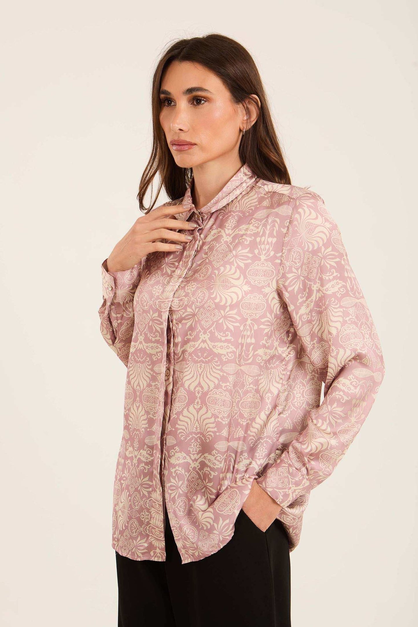 Luxurious Satin Jacquard Shirt