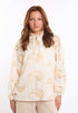 Paisley Embroidered Tie-Neck Blouse