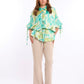 Botanical Wrap Blouse with Kimono Sleeves