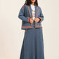 Women Jacket Kimono Cropped Blue