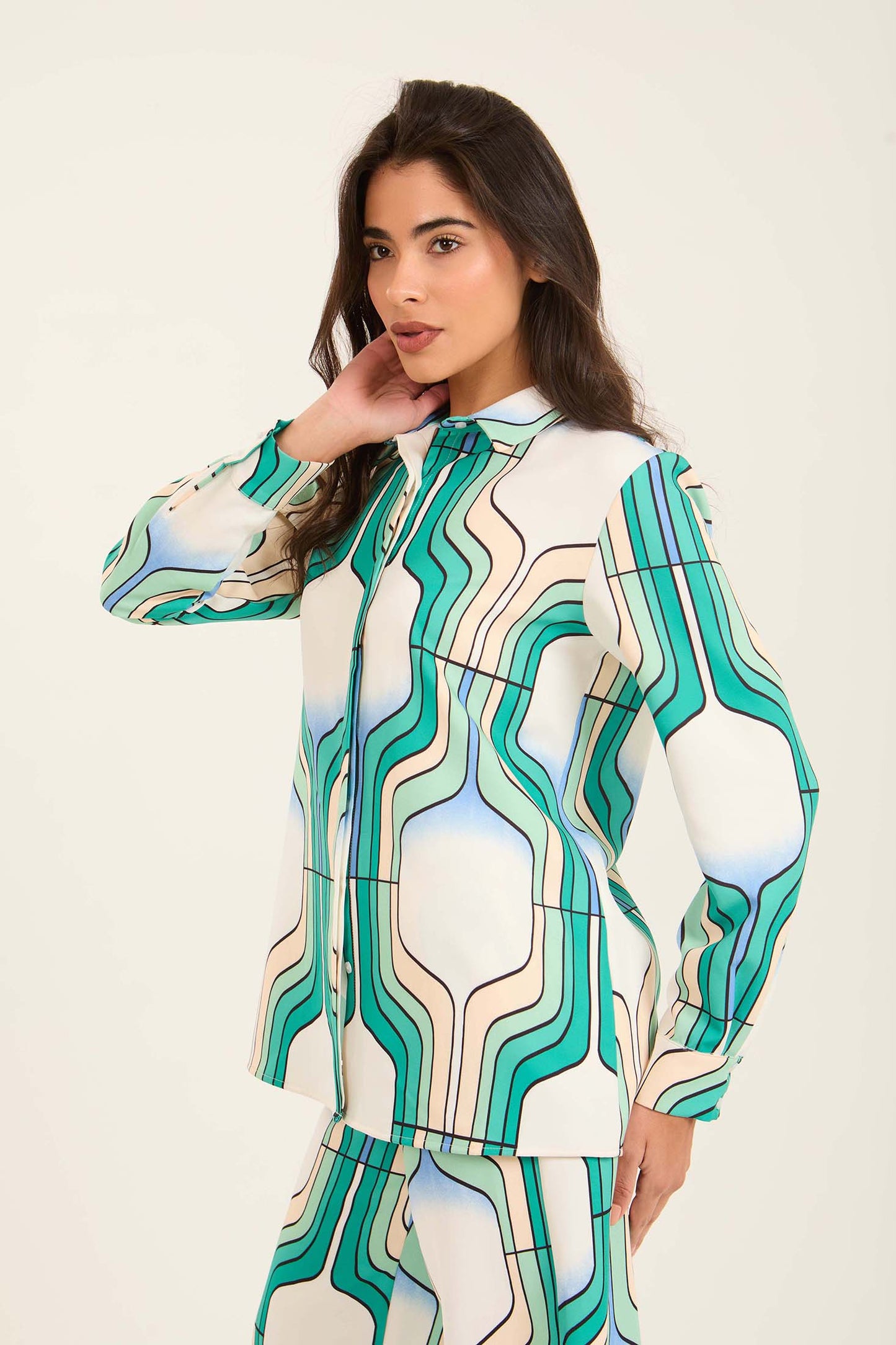 بلوزة نسائية عادية + طقم بنطال - بيج