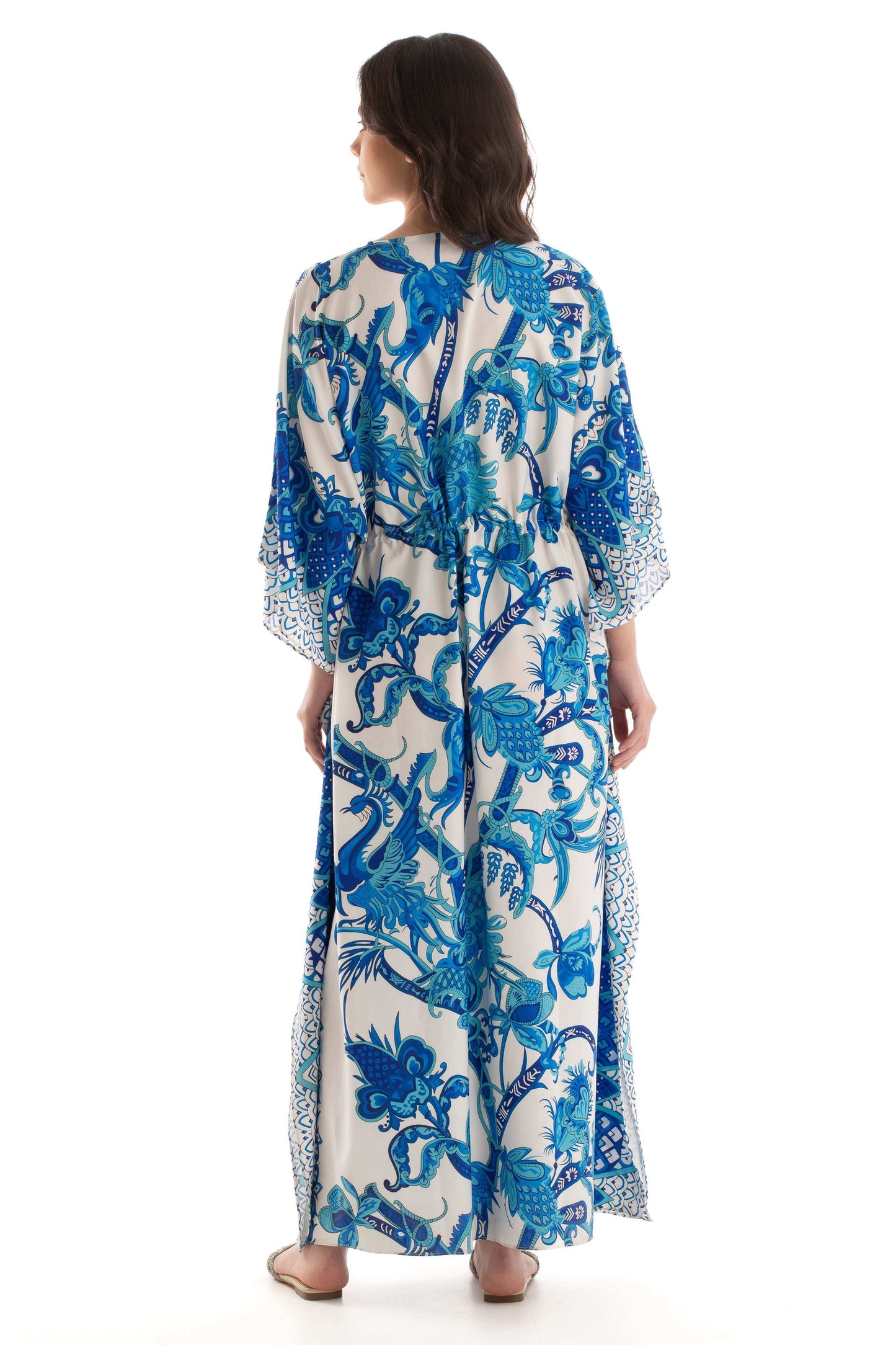 Deep V-Neck Patterned Maxi Dress