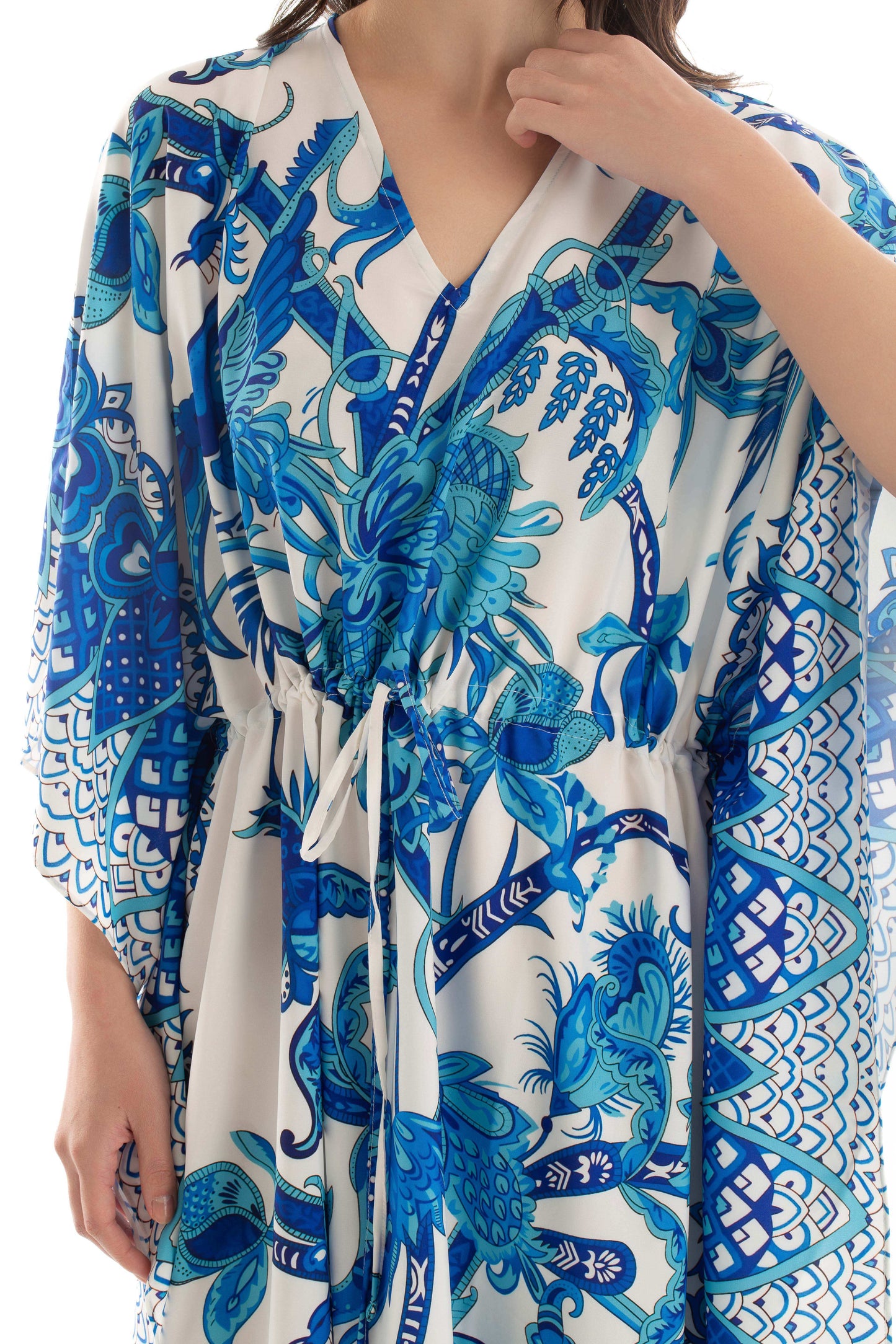 Deep V-Neck Patterned Maxi Dress