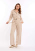 Buttons Down Textured Jumpsuit with Belt