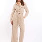 Buttons Down Textured Jumpsuit with Belt