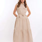 Sleeveless Casual Tiered Dress with Buttoned Pockets