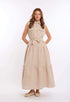 Sleeveless Casual Tiered Dress with Buttoned Pockets