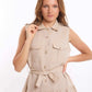 Sleeveless Casual Tiered Dress with Buttoned Pockets