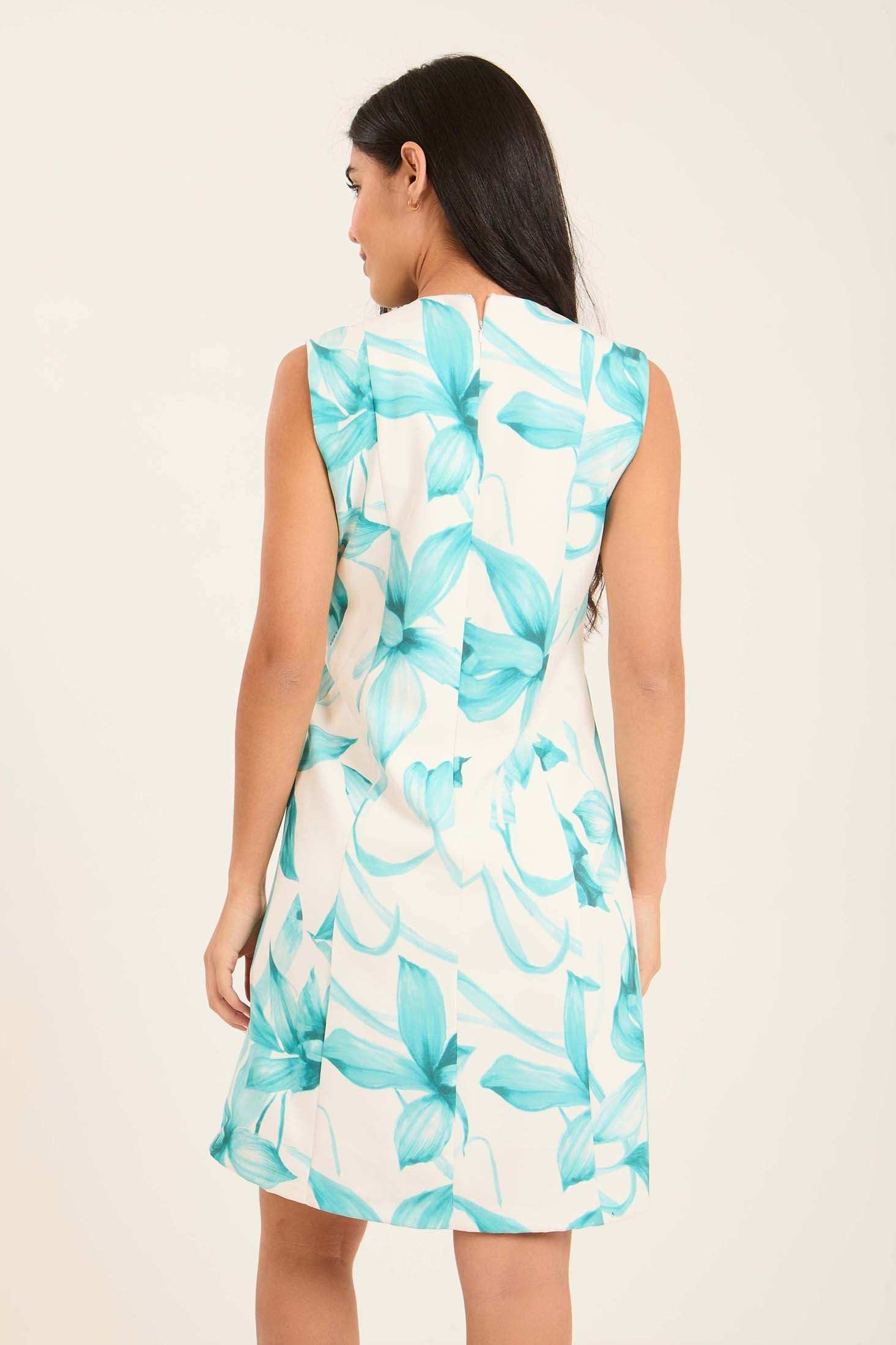 فستان قصير بدون أكمام بنقشة زهور باستيل