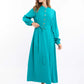 Long Sleeves Solid Rayon Classic Dress
