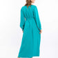 Long Sleeves Solid Rayon Classic Dress