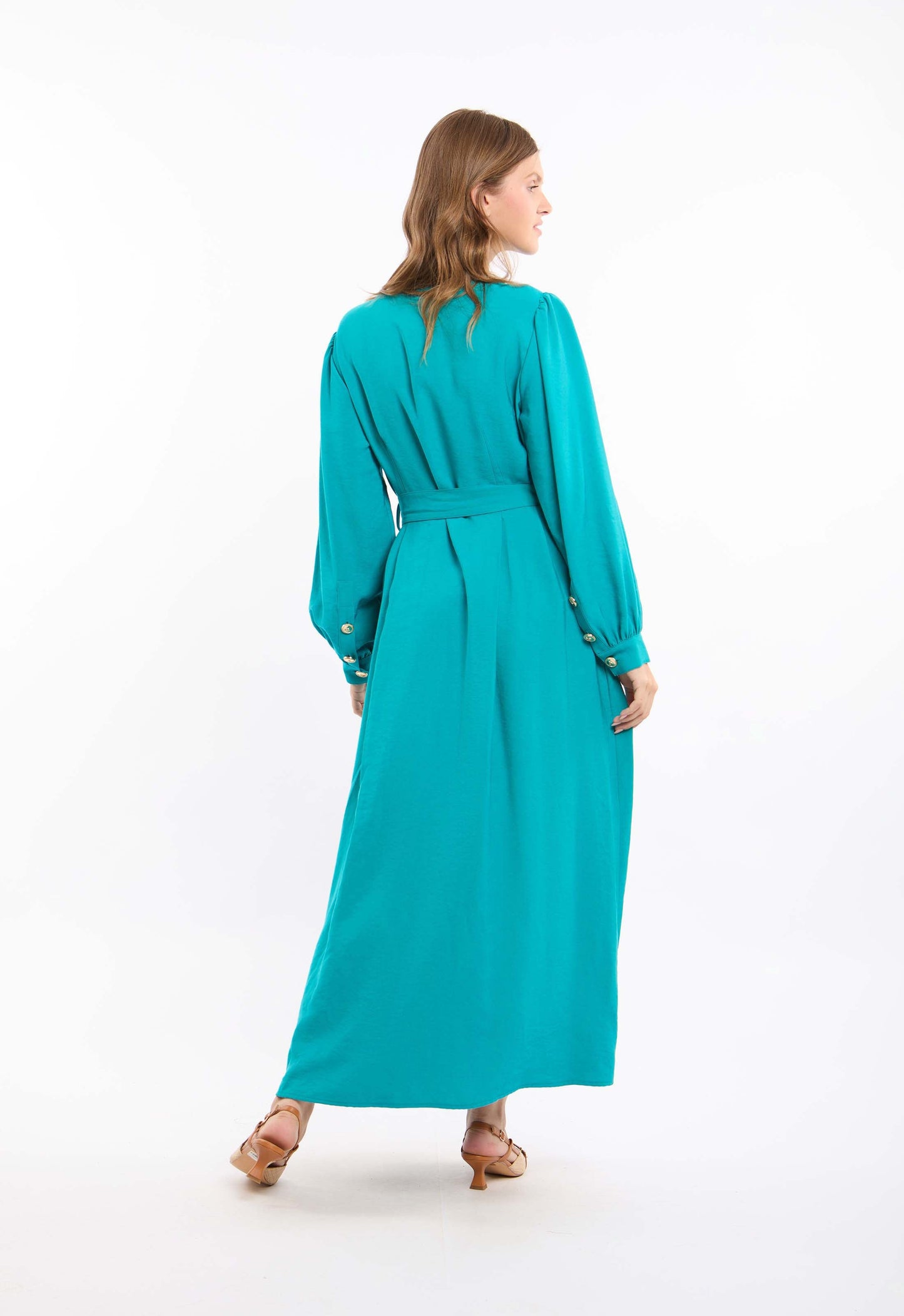 Long Sleeves Solid Rayon Classic Dress