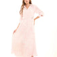 Long Sleeved Patterned Maxi Dress with Tie-Waist Belt