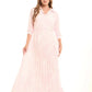 Long Sleeved Patterned Maxi Dress with Tie-Waist Belt