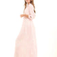 Long Sleeved Patterned Maxi Dress with Tie-Waist Belt