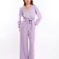 Long Sleeves V-Neck Jumsuit with Tie Waist