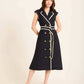 Double Breasted Belted Elegant Midi Dress