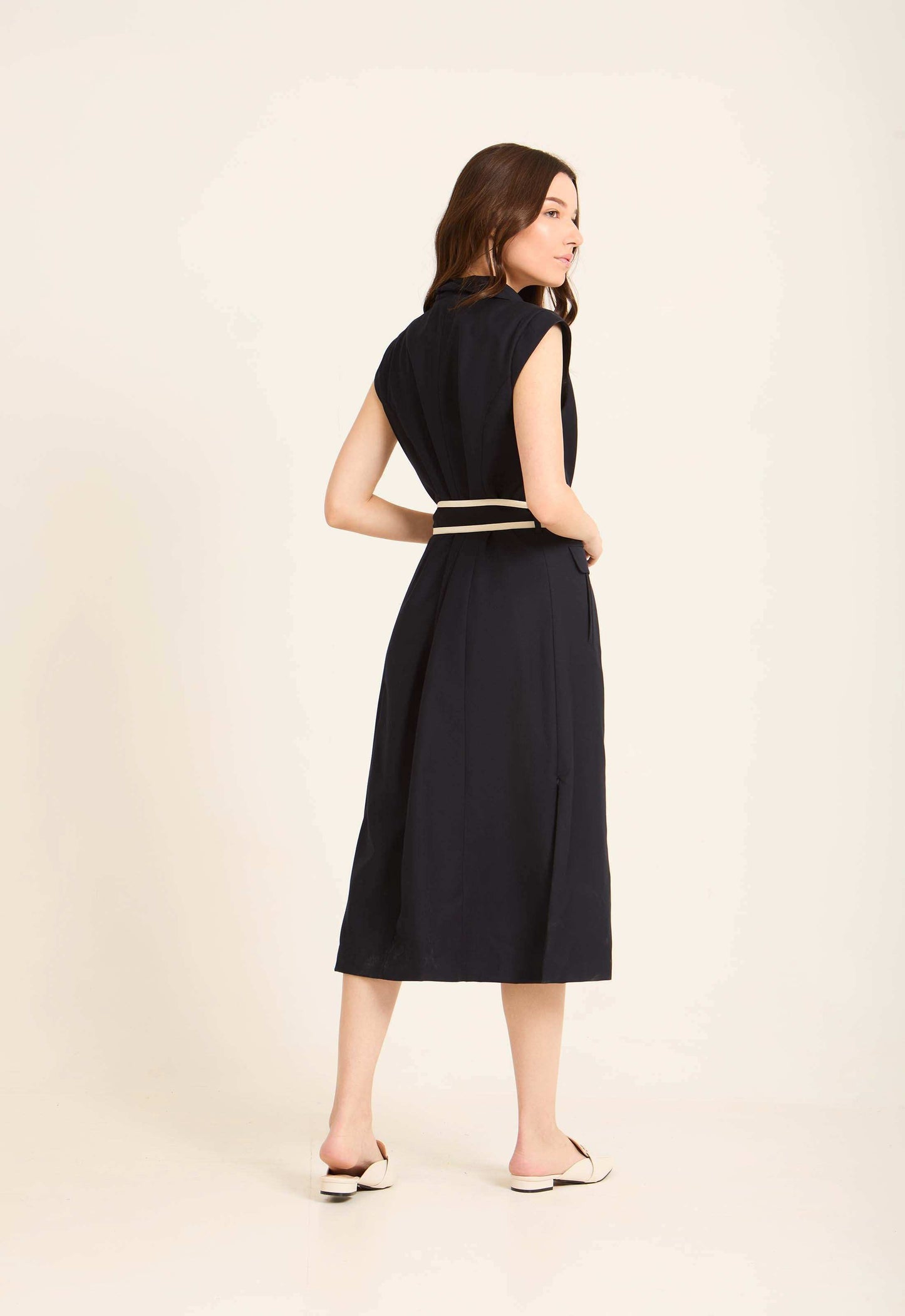 Double Breasted Belted Elegant Midi Dress