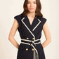 Double Breasted Belted Elegant Midi Dress