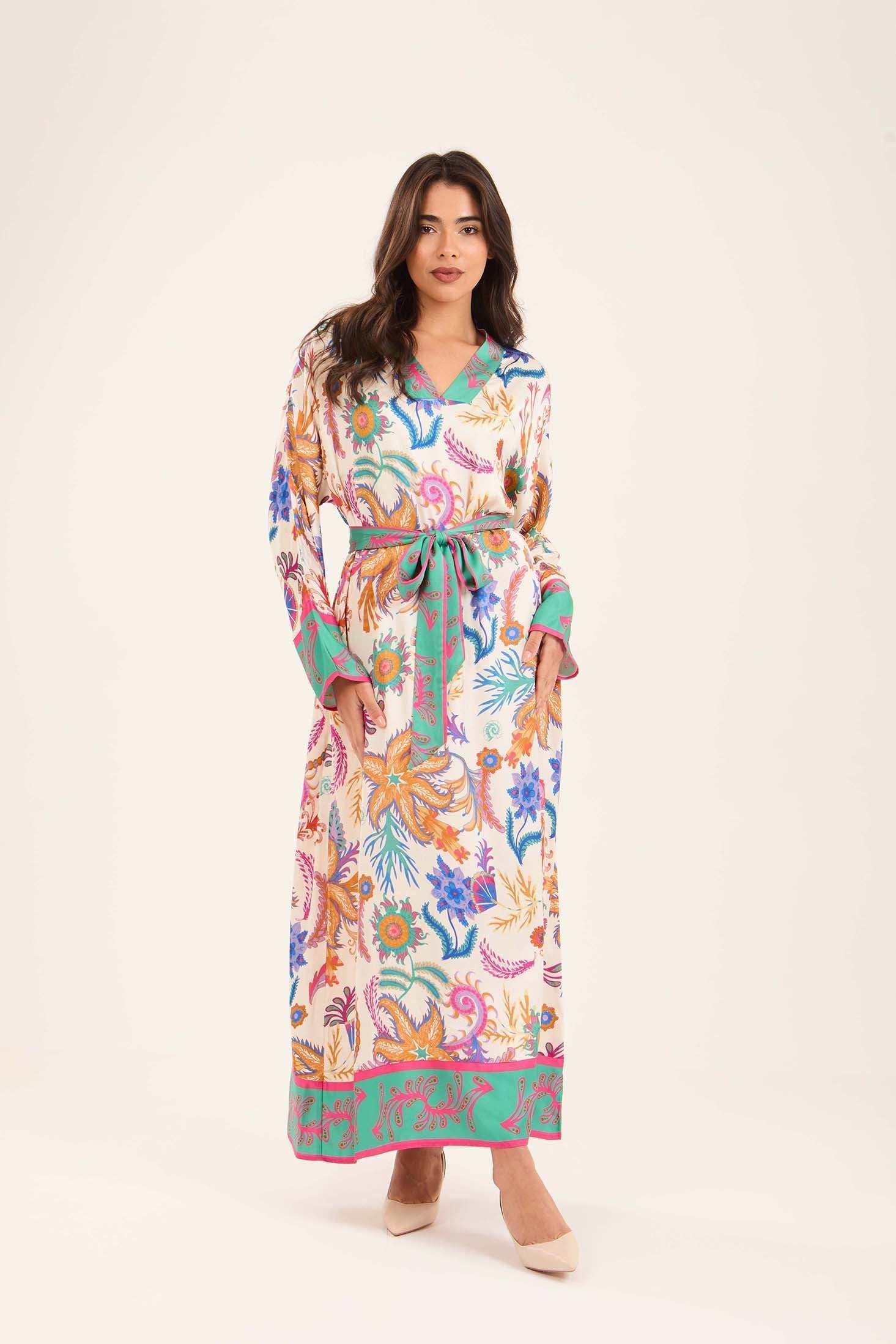 Colorful Flory Long Sleeves Maxi Dress