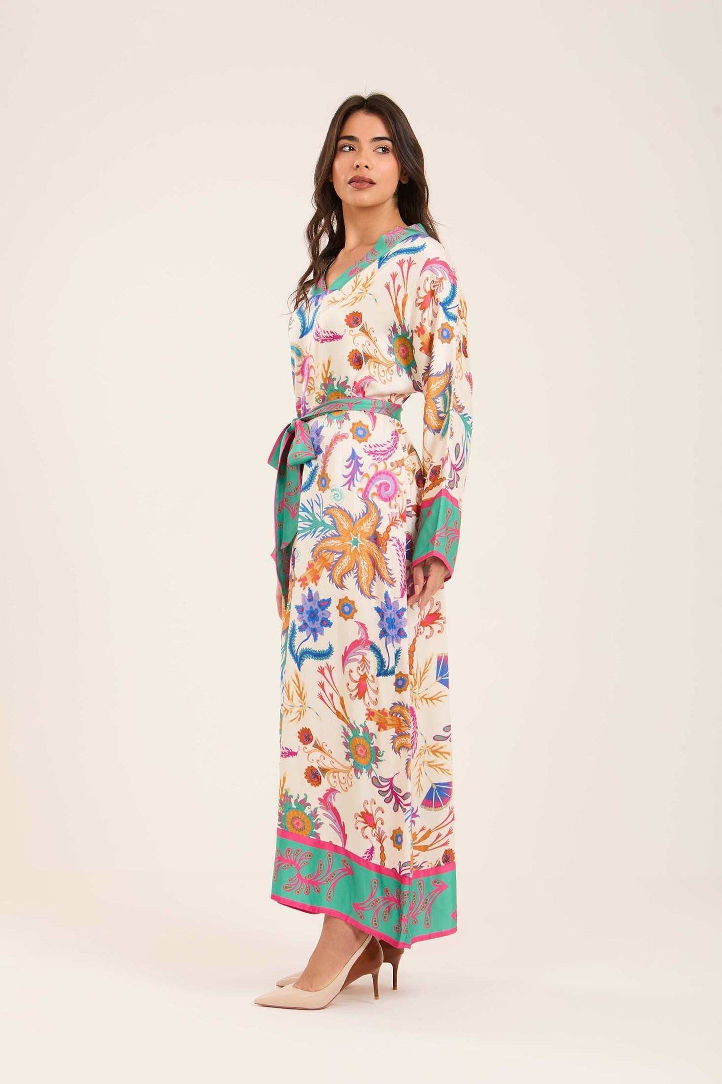 Colorful Flory Long Sleeves Maxi Dress