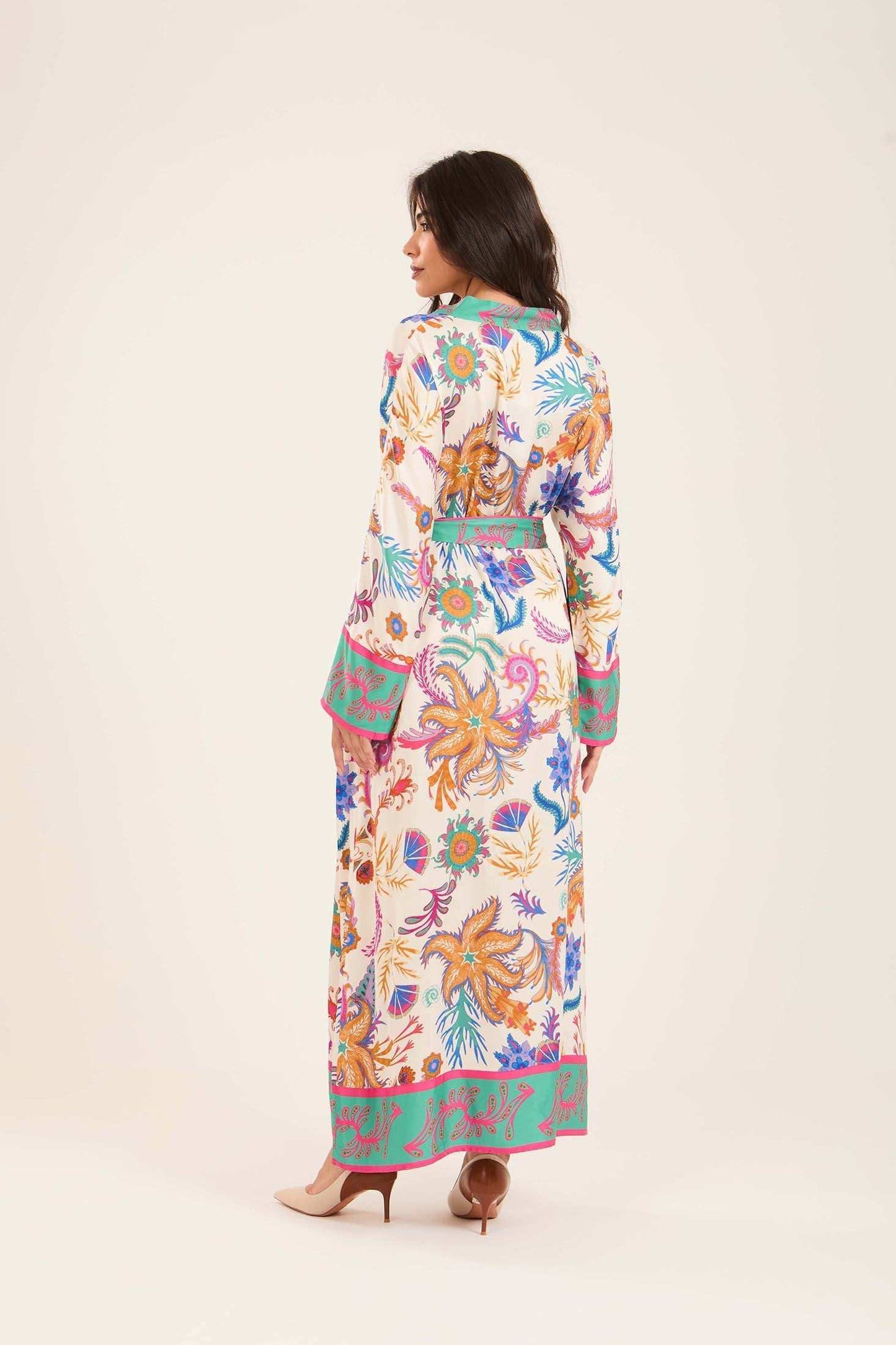 Colorful Flory Long Sleeves Maxi Dress