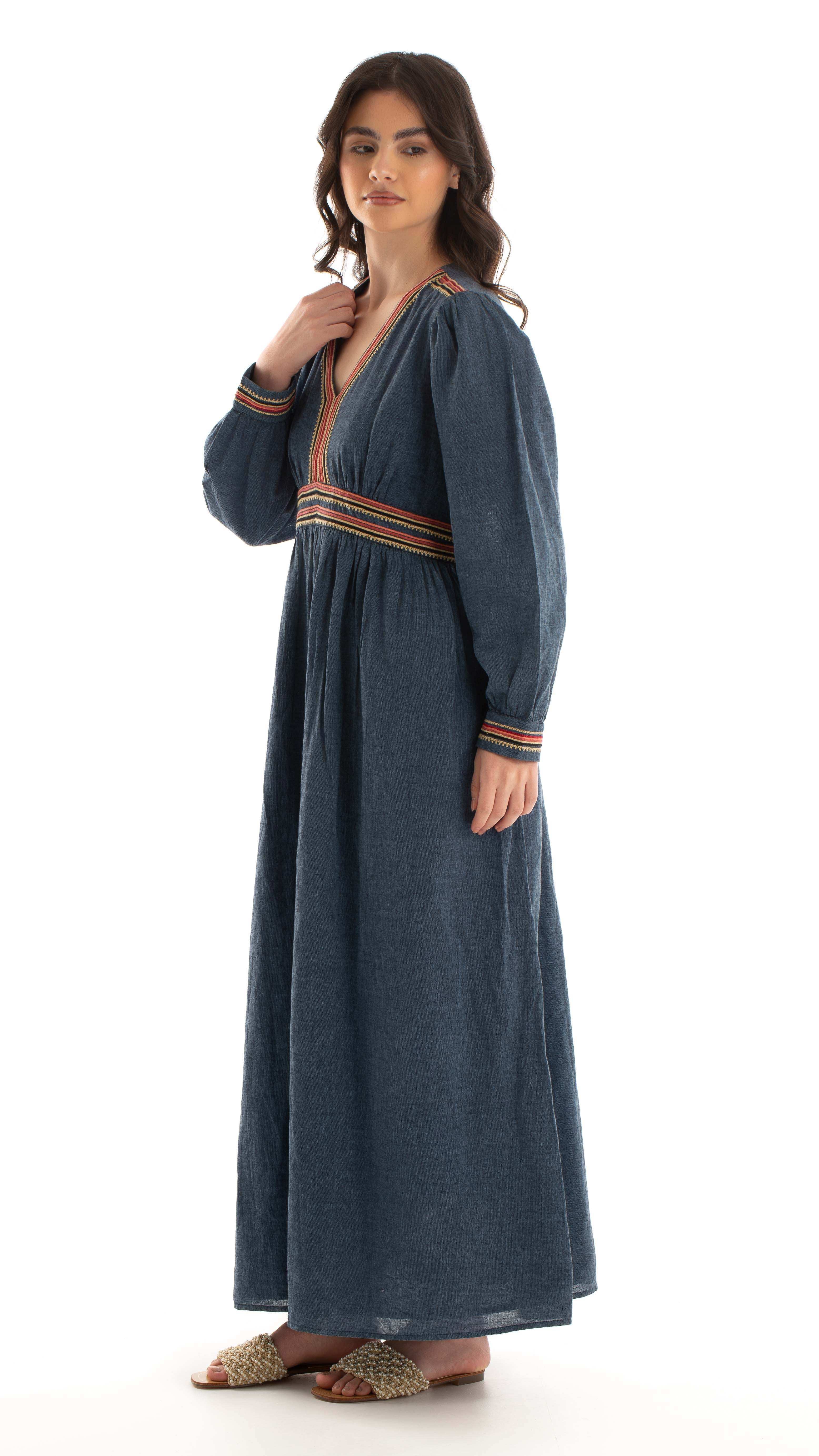 Women Dress Embroidery Aqua