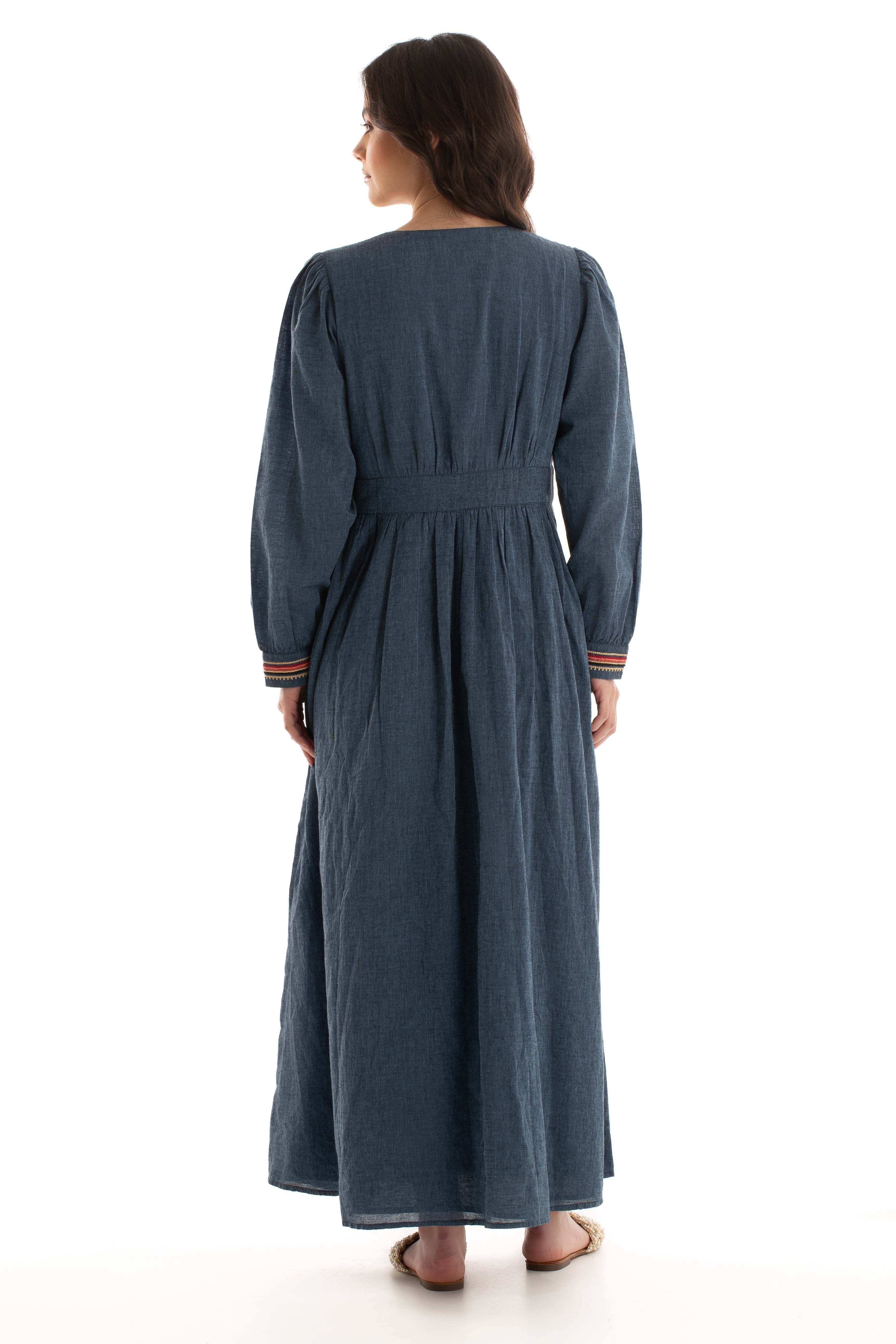 Women Dress Embroidery Aqua