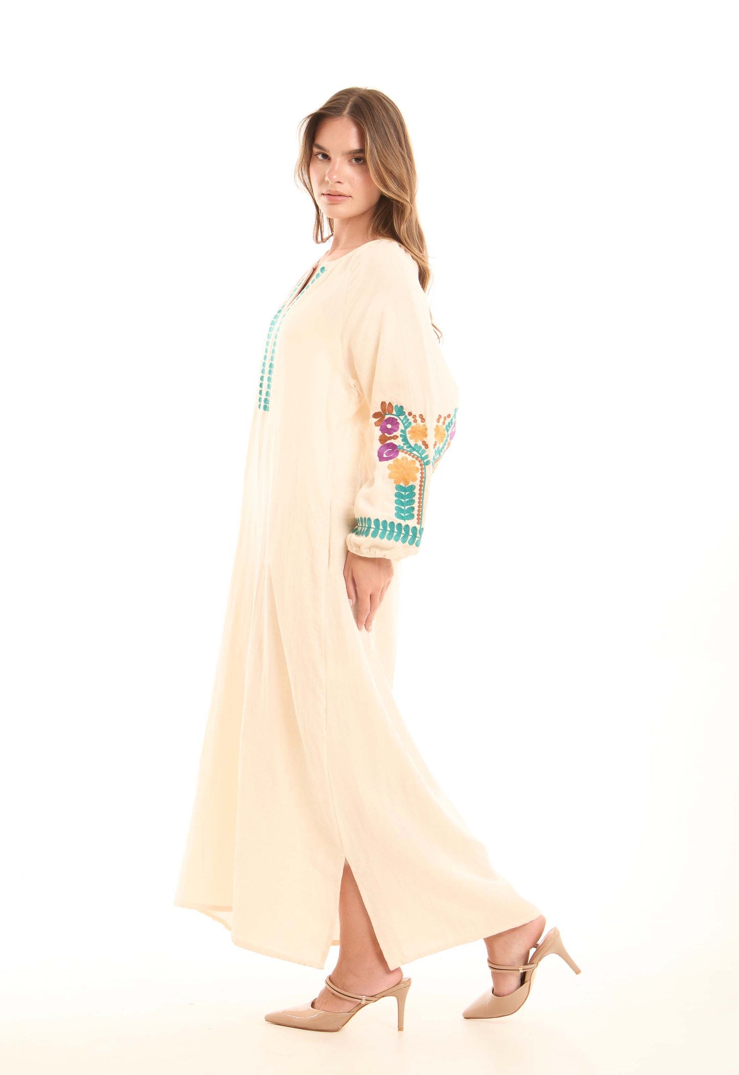 Colorful Embroidered Flory Comfy Maxi Dress
