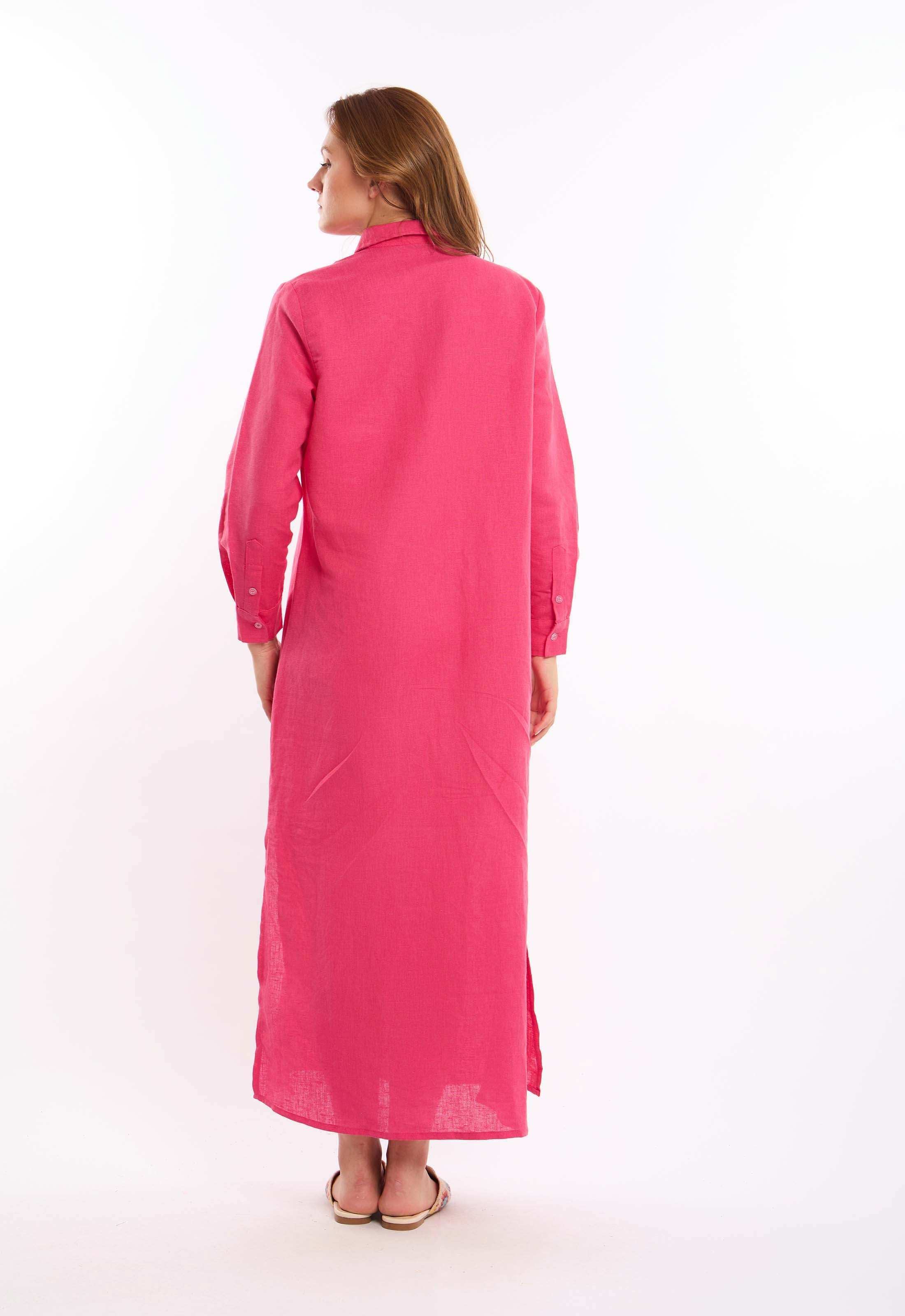 Textured Linen Dress with Side Slits