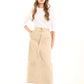 Buttoned Solid Skirt with Decorative Belt