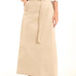 Buttoned Solid Skirt with Decorative Belt