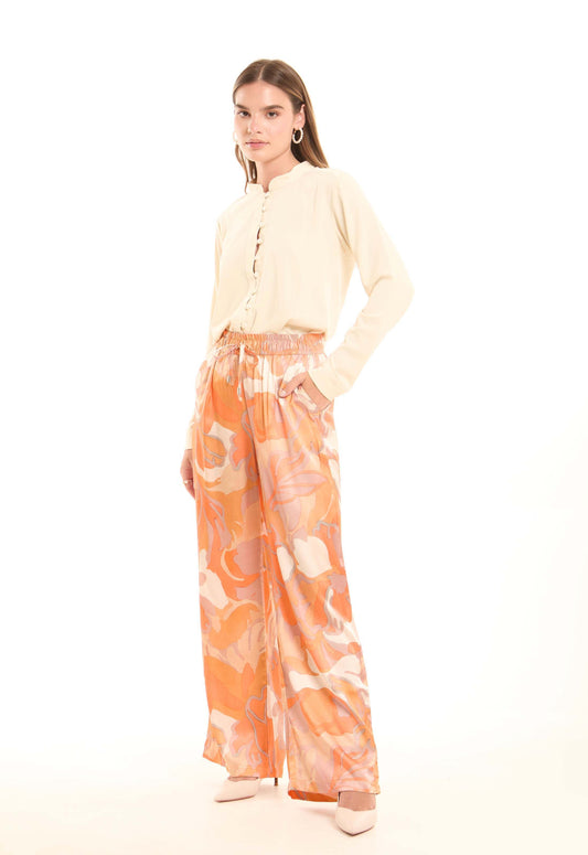 Cotton-Linen Wide-Leg Pants