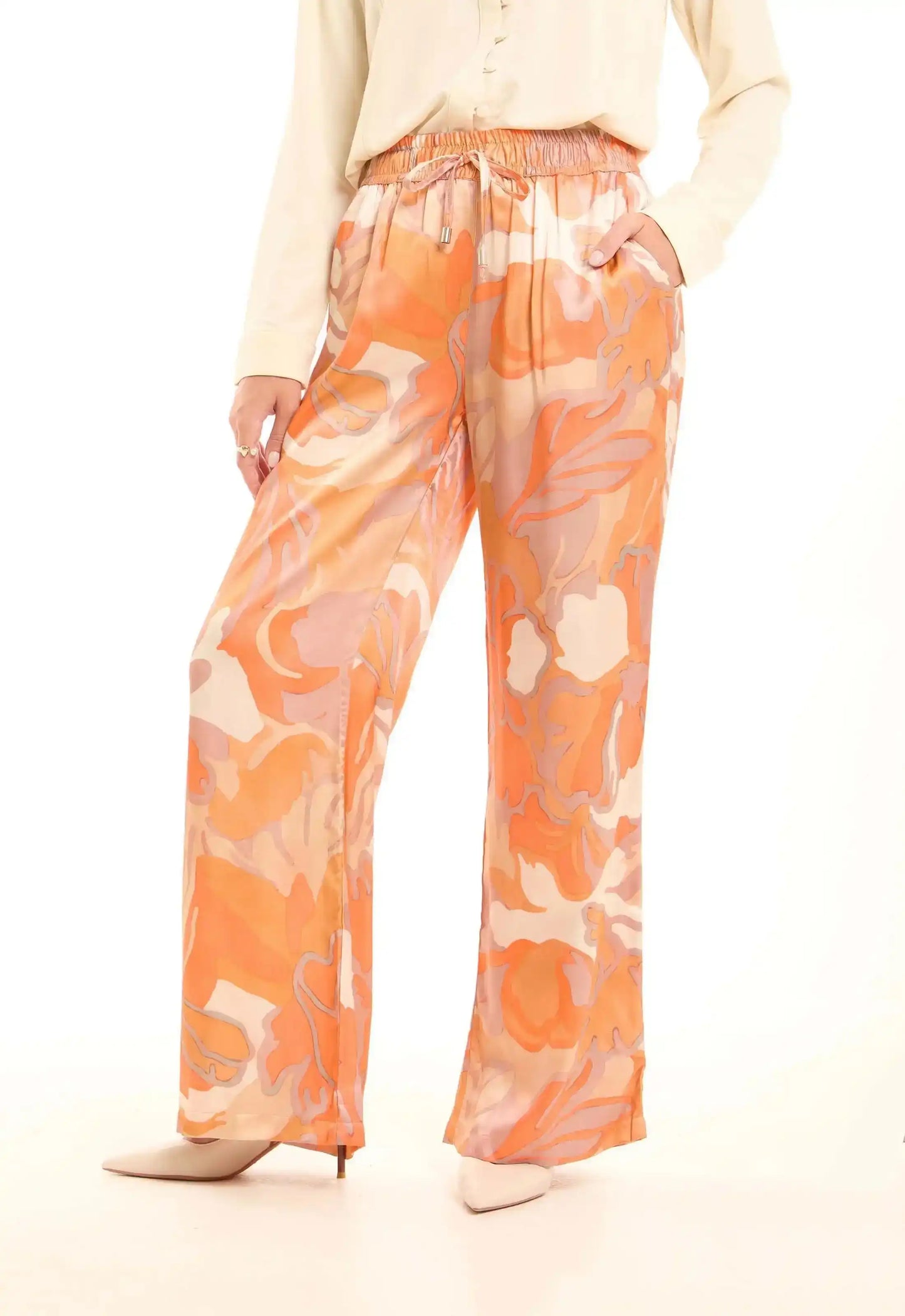 Cotton-Linen Wide-Leg Pants