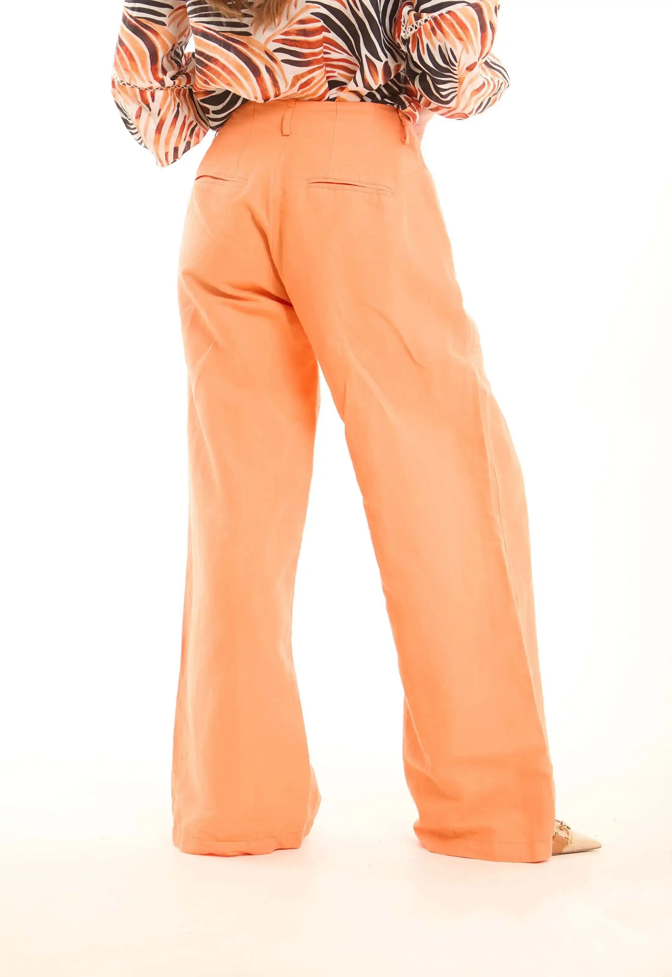 Cotton-Linen Pleated Wide-Leg Pants
