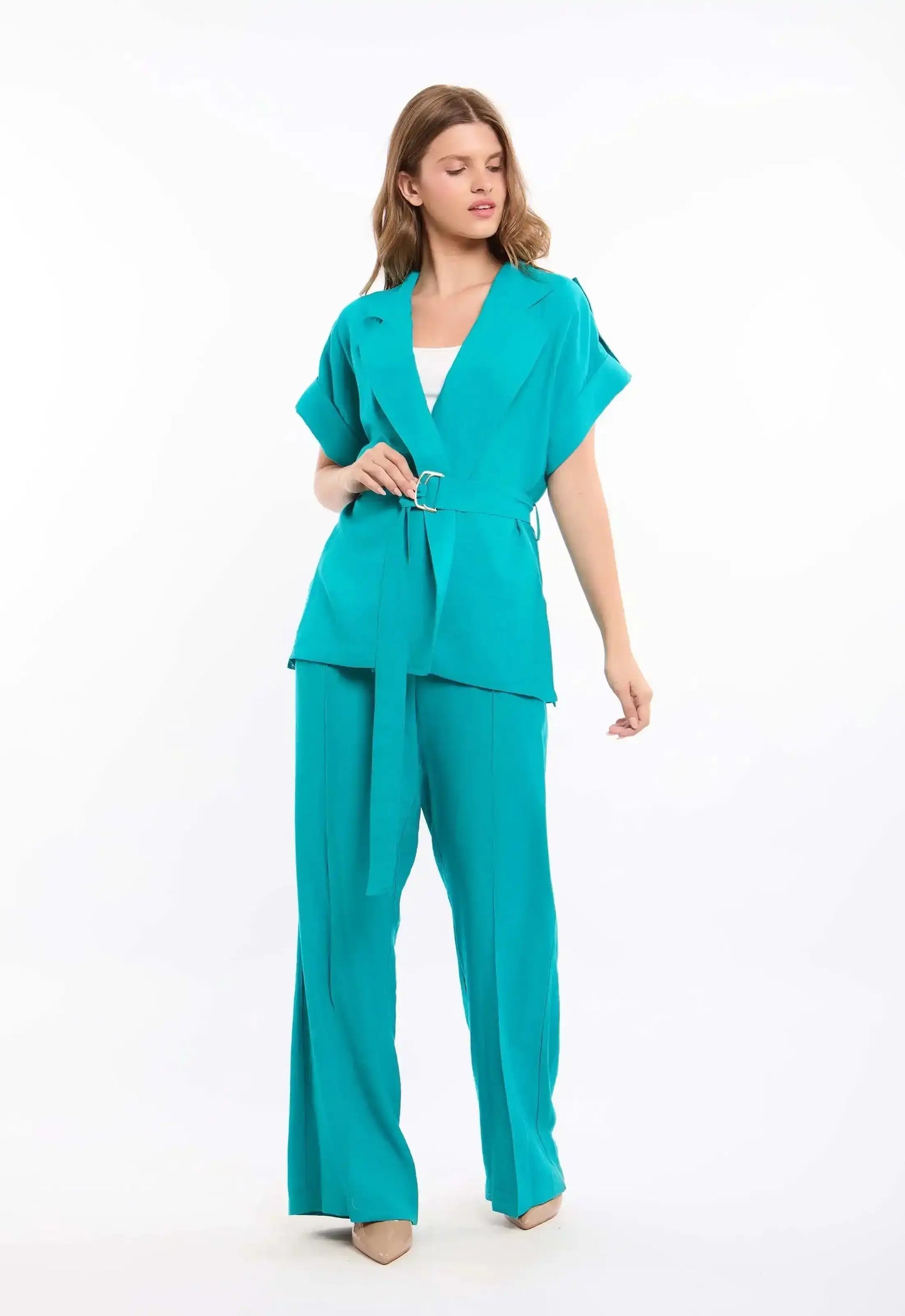Rayon-Tencel Wide-Leg Pants
