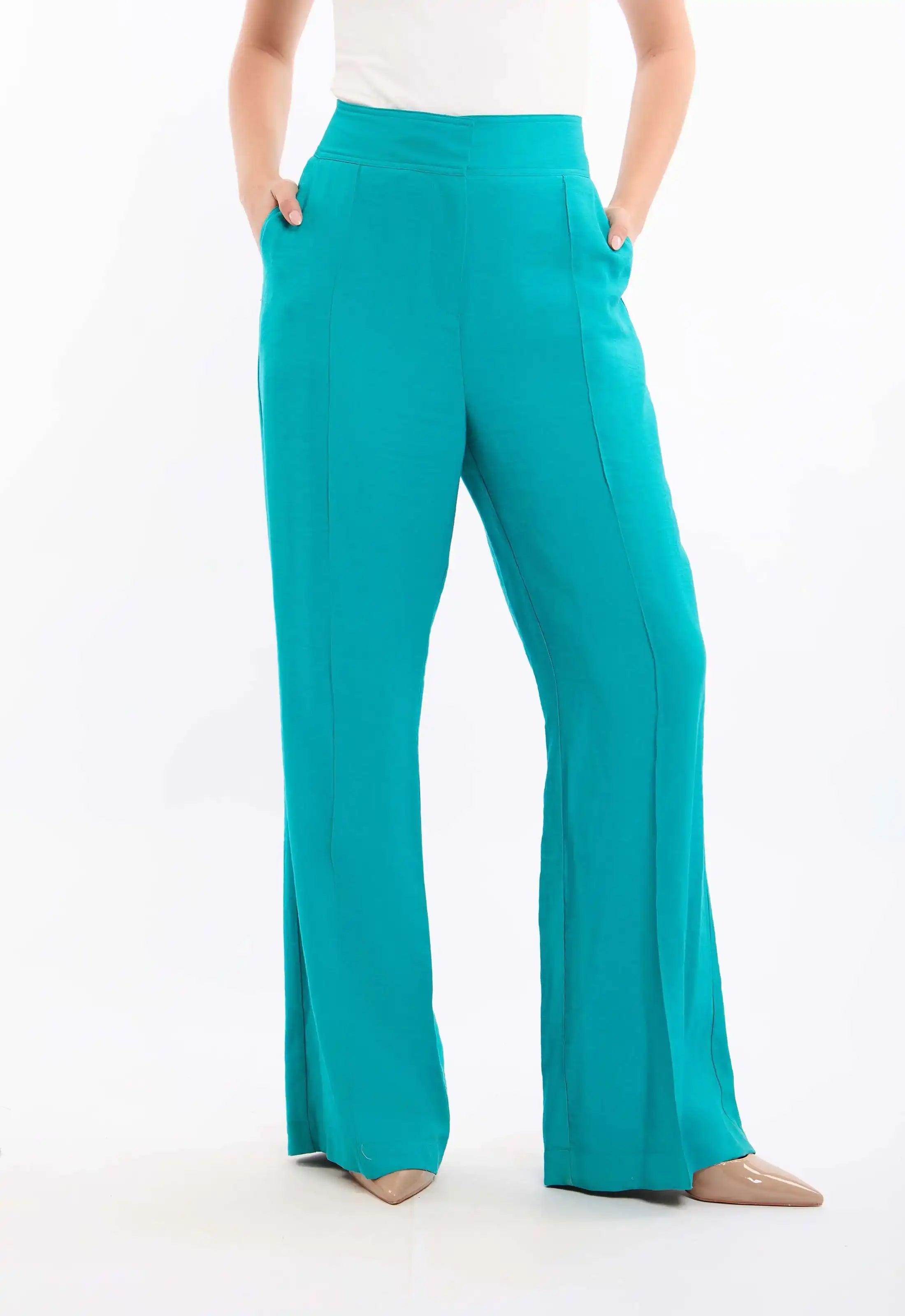 Rayon-Tencel Wide-Leg Pants