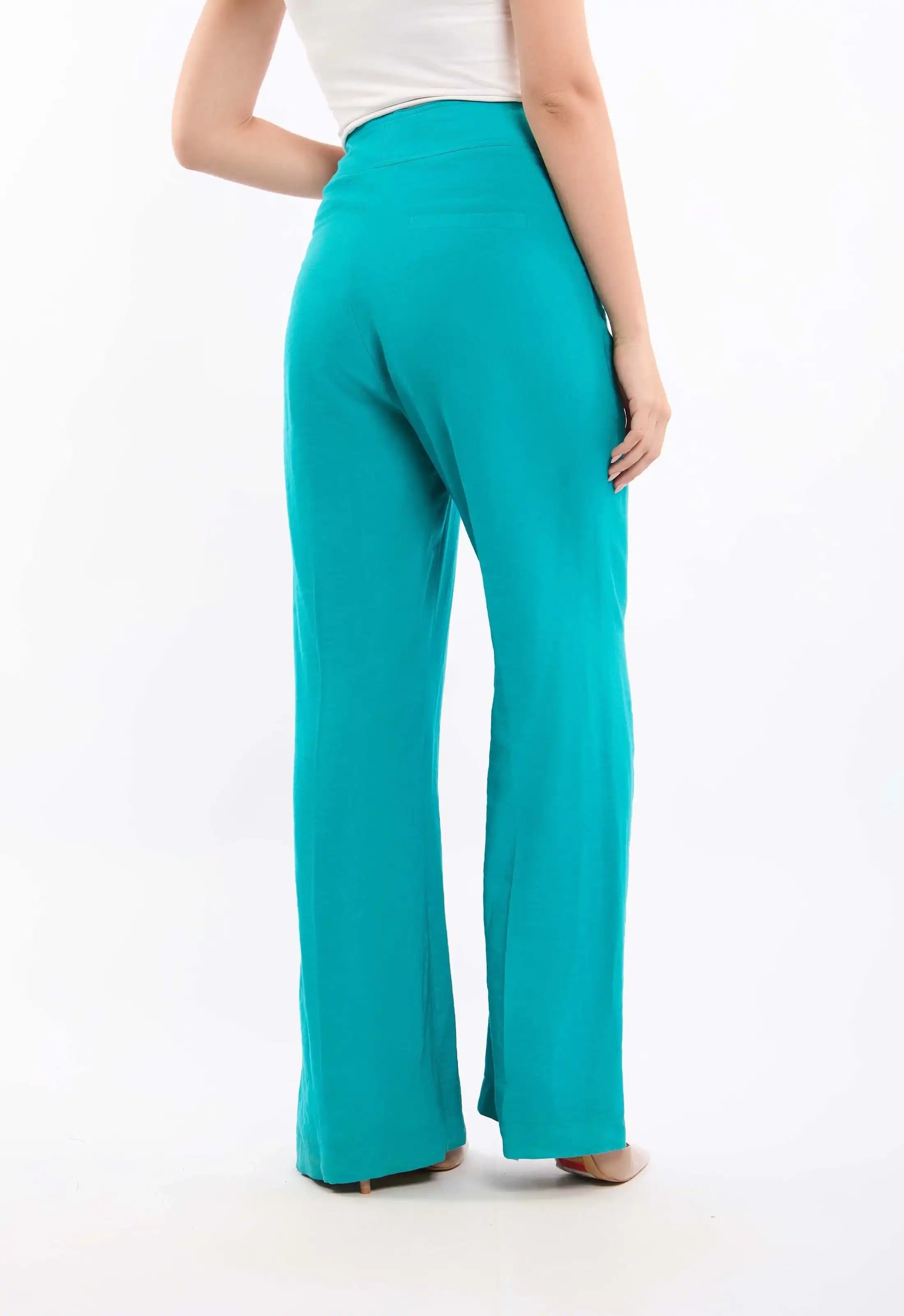 Rayon-Tencel Wide-Leg Pants