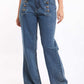 Wide Leg Button Detail Jeans