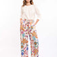 Women  Pant   Elasticated Waist Wide Leg Multicolor