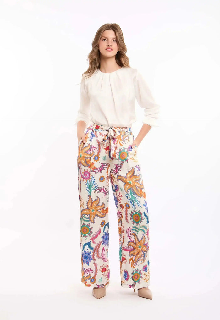 Vibrant Floral Wide-Leg Pants