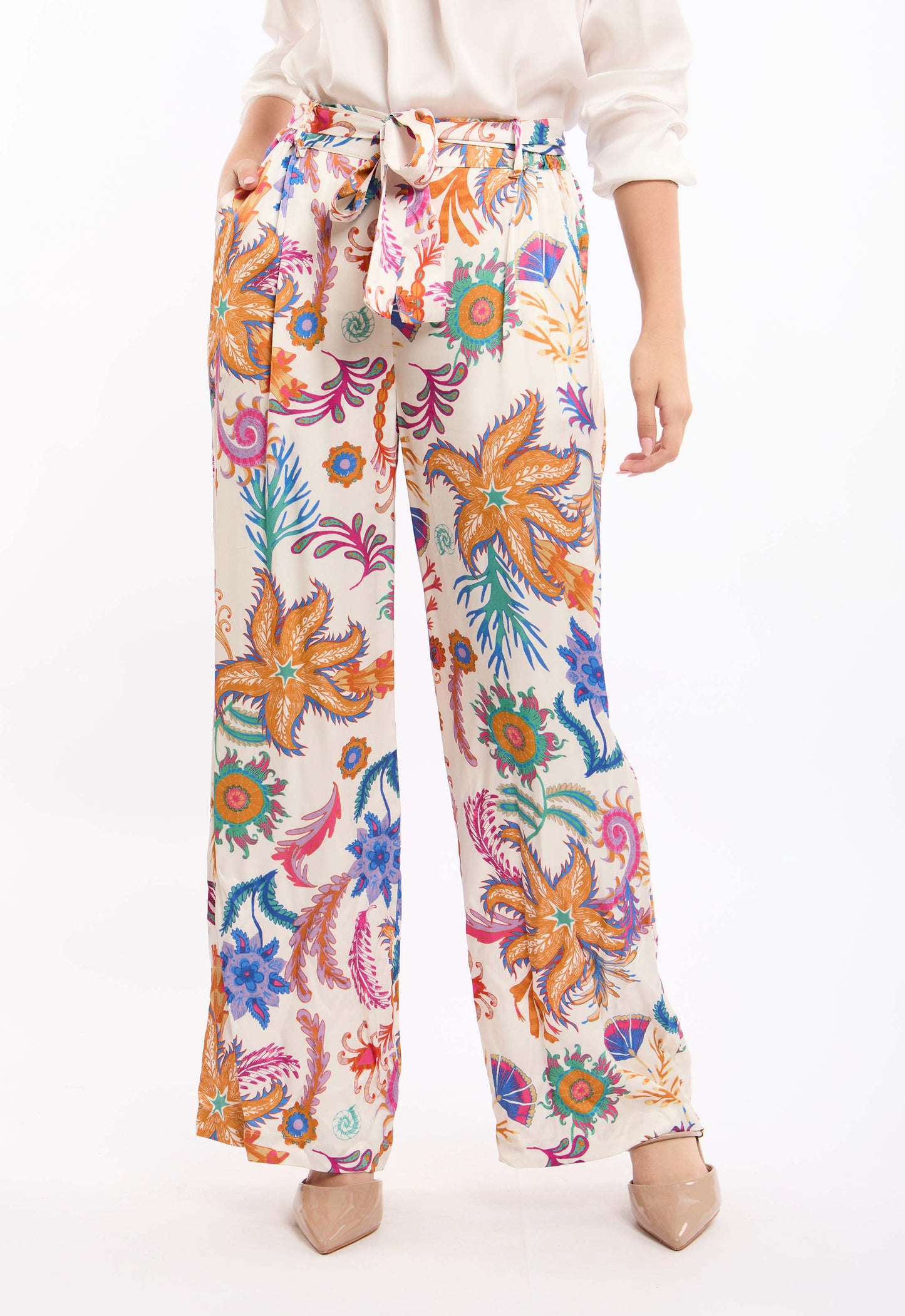 Women  Pant   Elasticated Waist Wide Leg Multicolor