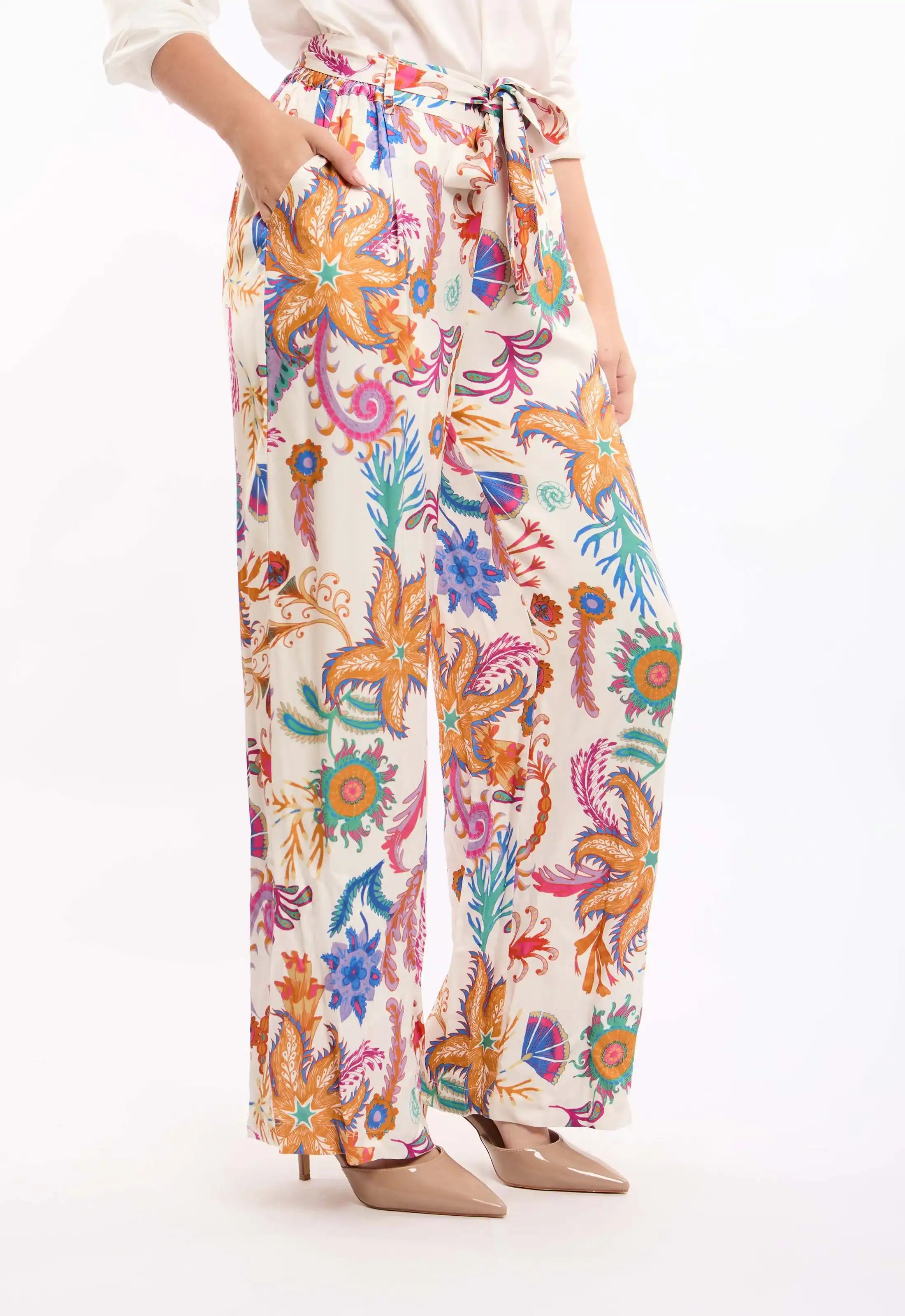 Vibrant Floral Wide-Leg Pants