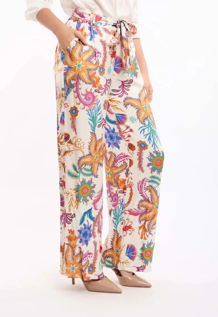 Vibrant Floral Wide-Leg Pants