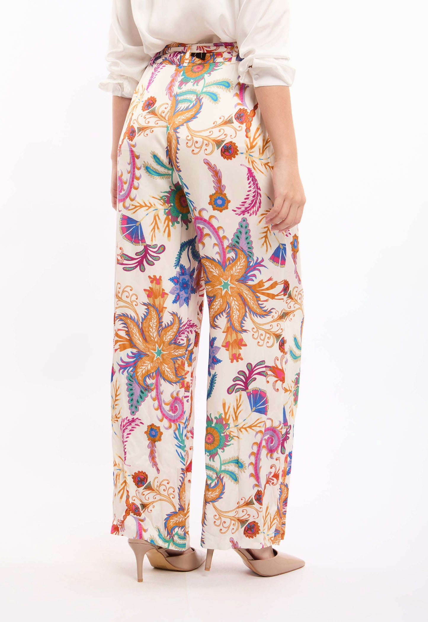 Women  Pant   Elasticated Waist Wide Leg Multicolor