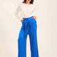 Satin Wide-Leg Pants with Waist Tie