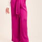 Satin Wide-Leg Pants with Waist Tie