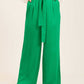 Satin Wide-Leg Pants with Waist Tie