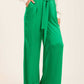 Satin Wide-Leg Pants with Waist Tie