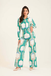 Retro Geometric Wide-Leg Pants